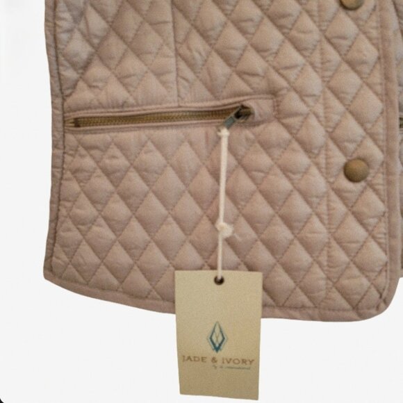Jade & Ivory Quilted Lightweight Jacket | Nude Blush Snap Front Coat- NWT! - Picture 6 of 11
